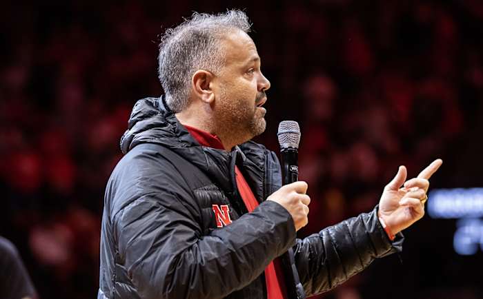 Matt Rhule 2022.12.10 halftime Nebraska-Purdue MBB game